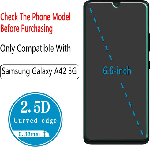 HPTech (2 Pack) Designed for Samsung Galaxy A42 5G Tempered Glass Screen Protector, Anti Scratch, Bubble Free...