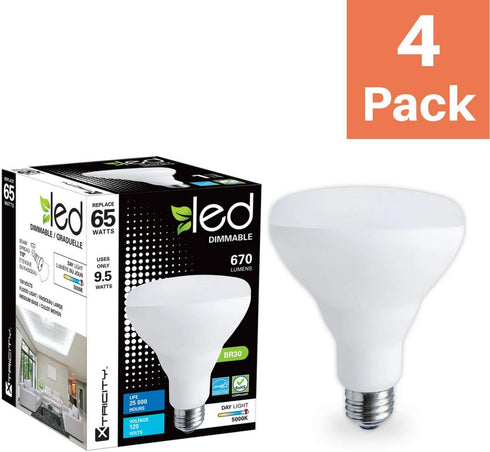 Xtricity BR30 LED Inside Flood Light Bulbs, Recess Light Bulbs 9.5 Watt (65w Equivalent), Dimmable, 670 Lumens, 5000k Daylight, E26 Medium Base, E...