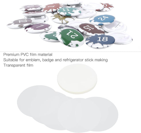 Tnfeeon 100 PCS Circle Mylars, Button Parts Metal with Clip Pin Top & Bottom Plastic Cover Film Button Maker Parts (75MM)...
