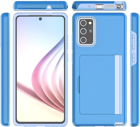 Phone Case for Samsung Galaxy Note 20 with Tempered Glass Screen Protector Cover and Credit Card Holder Slim Wallet Cell Accessories Rugged Glaxay...