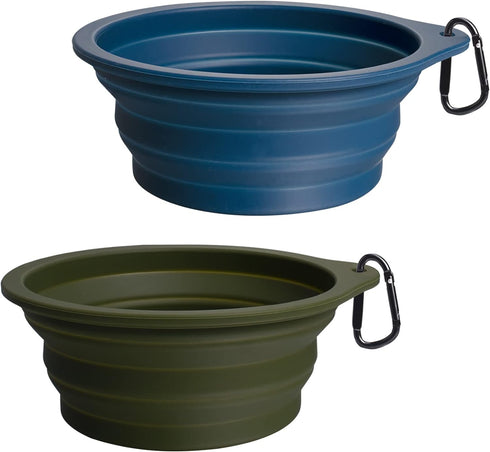 PetBonus 2-Pack Silicone Collapsible Dog Bowls, BPA Free Dishwasher Safe, Portable Foldable Expandable Travel Bowl, Food Water Feeding Cup Dish fo...