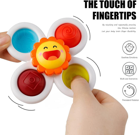 Outgeek Suction Cup Spinner Toys: 3PCS Kids Spinning Top Toys Baby Dimple Toy Sensory Toys Fidget Spinners Suction Cup Babies Bath Toys Gift Toys ...