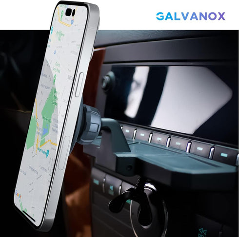 Galvanox Wireless Charging Car CD Slot Phone Holder - Magnetic Mount Charger with Secure CD-Player Attachment - Compatible with MagSafe...