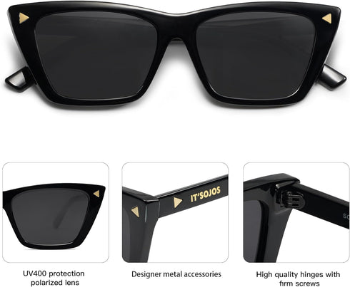 SOJOS Trendy Sunglasses Womens Cute Cat Eye Polarized Square Women Designer Shades SJ2297...