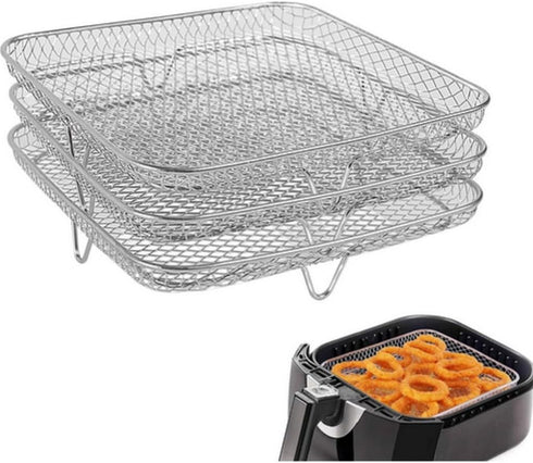 8 inch Air Fryer Accessories? Square Air Fryer Rack, Air Fryer Three Stackable Racks for Gowise Phillips USA Cozyna Ninjia Airfryer,Air Fryer Rack...