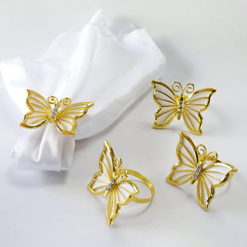 Butterfly Napkin Ring Set of 6, Metal Napkin Rings Dinner Napkin Holder for Wedding Birthday Valentine's Day Christmas Party Dinner Table Decor (6...