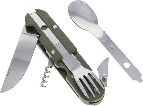 ASR Outdoor 6 in 1 Camping Utensil Camp Kitchen Multi-Tool with Carrying Case and Bottle Opener...