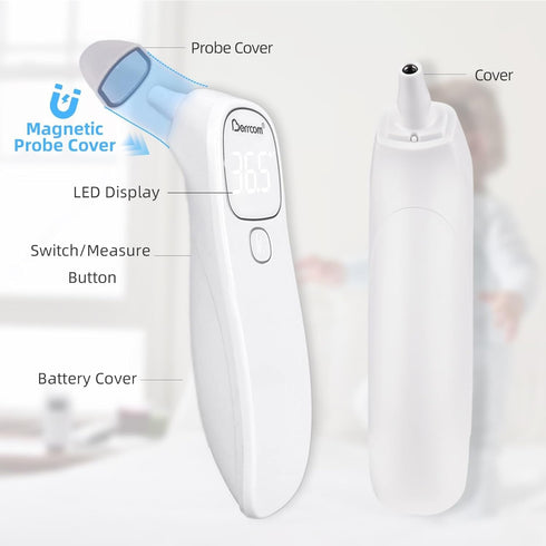 Berrcom Forehead and Ear Thermometer for Adults and Kids, Digital Infrared Thermometer for Baby Touchless Medical Thermometer with LED Display and...