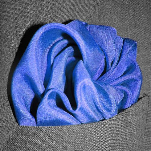Fine Royal Blue 100% Silk Pocket Square Full-Sized 16"x16"...