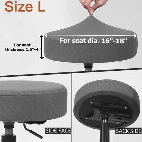 BUYUE Bar Stool Covers, Luxury Fabric Dia.16-18" Round Crease-Resistant Stretchy Washable Jacquard Dustproof Stool Seat Slipcover, L-Grey-1 Count...