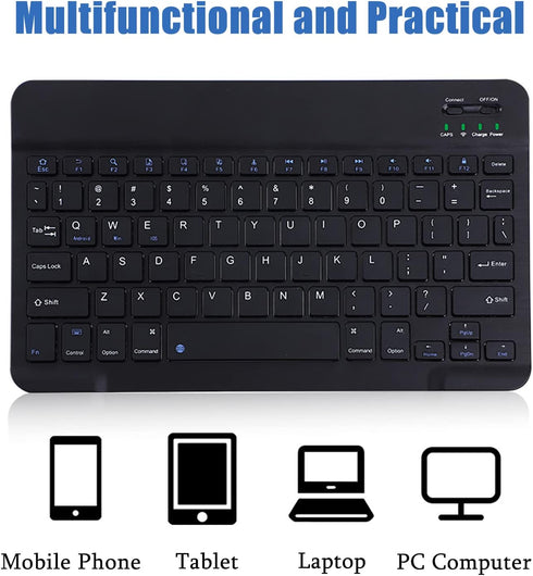 Sanpyl Keyboard, 10in Ultra Thin Bluetooth French AZERT Keyboard Scissor Slim Waterproof Multifunctional Keyboard for Tablet Phone Computer(Black)...
