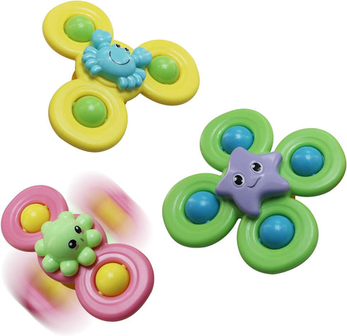 3PCS Suction Cup Spinner Toys for 1 Year Old Baby Boy,Novelty Spinning Tops Bath Toys for Toddlers Kids Age 1-3 Sensory Baby Toys Girl Boy Birthda...