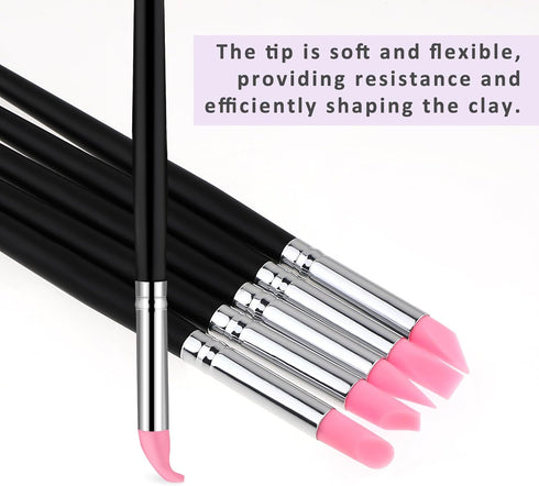 5pcs Silicone Paint Brush Silicone Brushes for Resin Clay Sculpting Tools Silicone Artist Brushes Rubber Paint Brush Color Shapers Brushes 20cm...