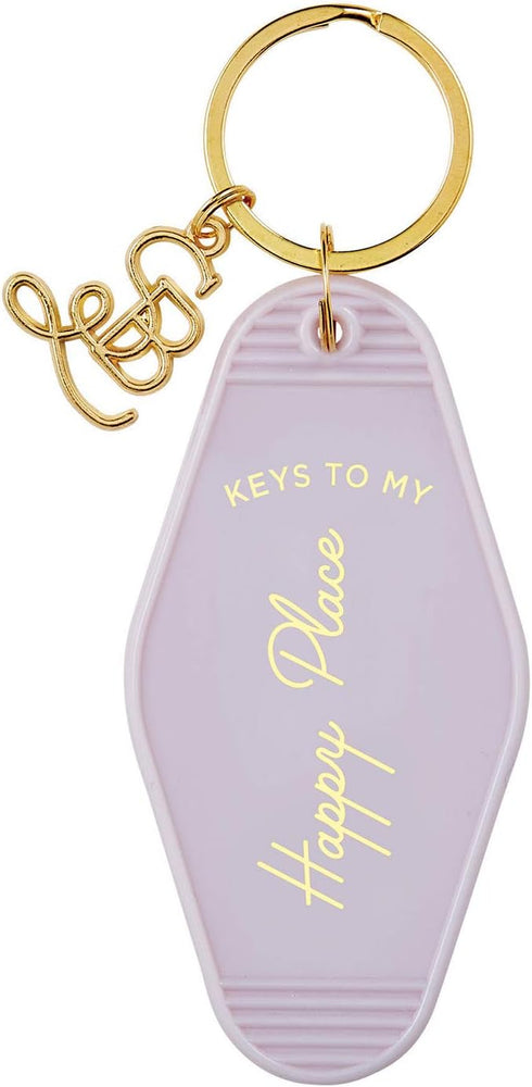 Santa Barbara Design Studio Keychain Lili + Delilah Small Gifts Vintage Motel Key Tag Key Ring, 3.5" Long, Happy Place (Lavender)...