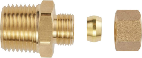 Litorange 2 Pack Metal Brass Compression Tube Pipe Fitting Connector, Straight Coupling Adapter, 3/8" Tube OD x 1/2" NPT Male?Pack of 2)...