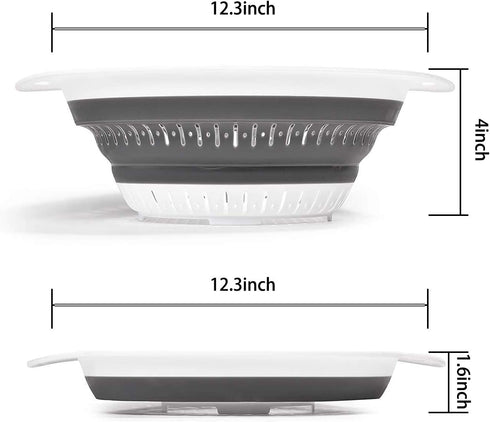 Collapsible Strainer/Colander(5 Quarts),Set of 2-Piece Food-Grade Silicone Kitchen Filter,Kitchen Folding Strainer for Pasta,Veggies and Fruits,Di...