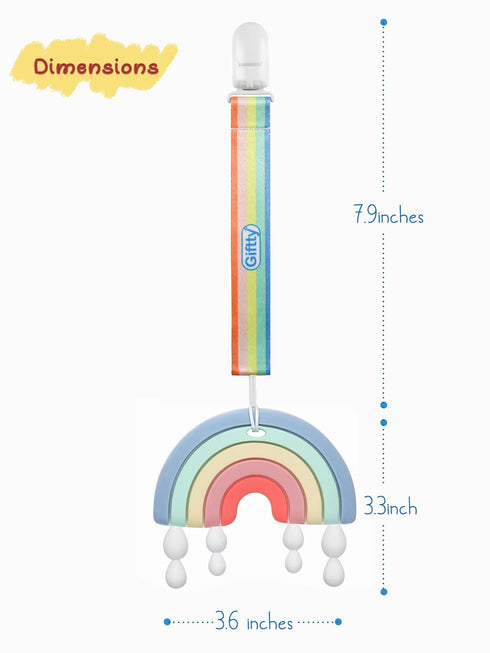 Giftty Rainbow Teether for Babies, Baby Teething Toy BPA-Free 100% Food-Grade Silicone Soothing & Teething Relief for 3-24 Months Baby Boys and Gi...