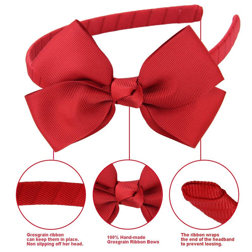 7Rainbows Fashion Cute Red Bow Headband for Girls Toddlers....