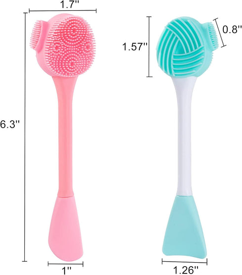 4 Pack Silicone Facial Cleansing Brush 4 in 1, Beomeen Double-Ended Silicone Face Exfoliating Wash Scrub Brush Dual Face for Face Skincare and Mas...