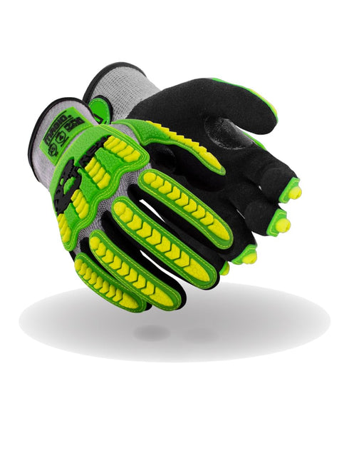 MAGID T-REX Flex Series Lightweight Impact Gloves, 1 Pair, NitriX Palm Coating, Size 8/M, Black & Green...