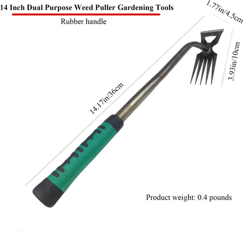 Gardening Hand Weeder Tools, New Weeding Artifact Uprooting Weeding Tool with Handle, 5 Teethes Durable Manganese Steel Weed Puller Tool for Veget...