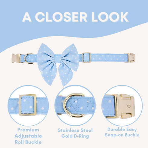Adjustable Pet Bow Tie and Dog Collar for Lady Small Medium Large Dogs, Puppy Collar with Bowtie, Cute Lady Bow and Dog Collars - Comfort Soft Cot...