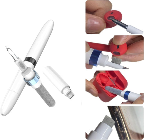2-Pack AirPod Cleaner Kit-4-in-1 Multi-Function Cleaning Set with Flocking Sponge, Soft Brush, and Metal Pen Tip for AirPods, Phones, Keyboards, C...