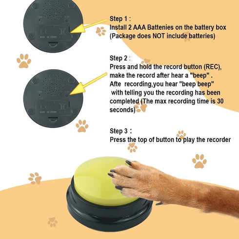 4pcs Dog Buttons for Communication Recordable Dog Talking Buttons Set with Stickers Speaking Button for Dog Training Interactive Tool Answer Buzze...