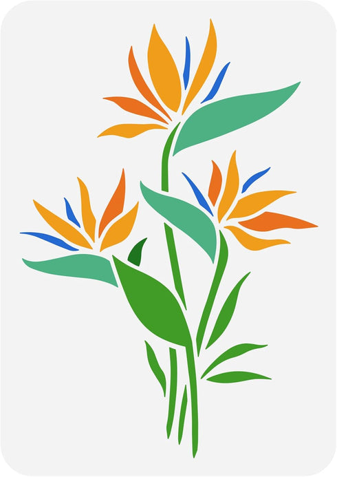 FINGERINSPIRE Bird of Paradise Stencil 8.3x11.7inch Reusable Bird of Paradise Flower Stencil DIY Spring Summer Flower Template for Decoration Natu...