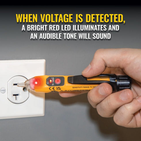 Klein Tools NCVT1XT Voltage Tester, Non-Contact Low Voltage Tester Pen, 70V to 1000V AC, Durable IP67 Tester is Dustproof and Waterproof...