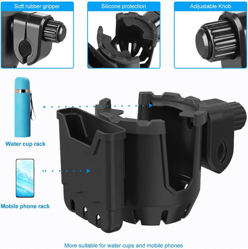 Stroller Cup Holder with Phone Holder, Cup Holder for Uppababy Stroller,Adjustable 2-in-1 Universal Cup Phone Holder for Stroller, Walker, Motorcy...