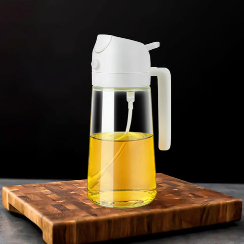 Ponpon Oil Sprayer for Cooking, 16oz Olive Oil Spray Bottle, Oil Dispenser for Kitchen for Barbecue, Salad, Cooking, Baking (White)...