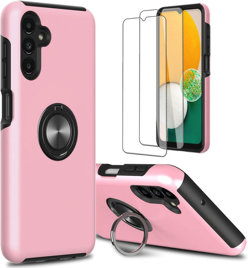 for Samsung Galaxy A13 5G Phone Case with Soft TPU Screen Protector, Ring Holder Kickstand Dual Layer Protective Slim Hard Shockproof Stand Non-Sl...