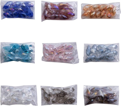 Lot 90pcs Glass Teardrop Beads - LONGWIN 8x18 Crystal Oval Shaped Beads Jewelry Making Supply for DIY Projects, Bracelets, Necklaces, Earrings...