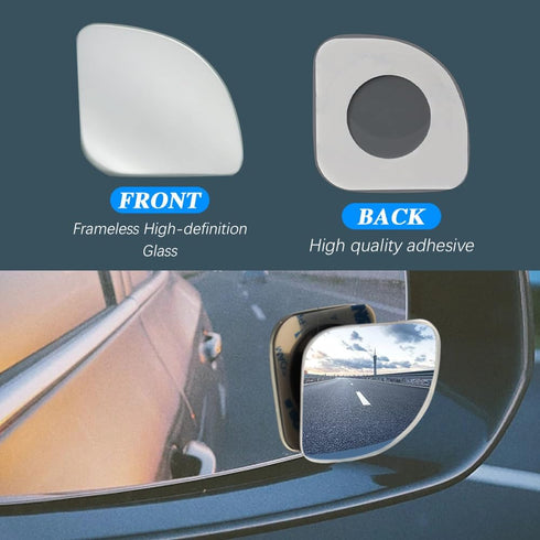 2Pcs Fan Shaped Blind Spot Mirror, Side Mirror Blindspot, 360° Adjustable Frameless Convex Rear View Mirror, Universal Rearview Mirror Accessories...