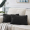 Fancy Homi Pack of 2 Black Lumbar Decorative Throw Pillow Covers with Pom-poms, Soft Corduroy Solid Rectangle Cushion Cases Set for Couch Sofa Bed...