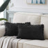 Fancy Homi Pack of 2 Black Lumbar Decorative Throw Pillow Covers with Pom-poms, Soft Corduroy Solid Rectangle Cushion Cases Set for Couch Sofa Bed...