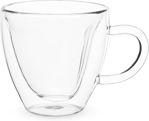 Pinky Up Kendall Heart Shaped Glass Tea Cups with Handle, Double Walled Coffee Mugs, Drinking Glasses for Hot Chocolate Milk, Latte, Eggnog, Cockt...