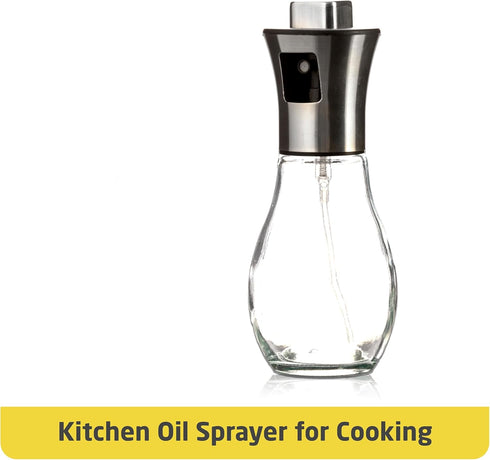 Kitchen Oil Sprayer for Cooking, 6.8oz/200ml Olive Oil or Vinegar, Trigger Design Round Spray Bottle, Stainless Steel Finish...