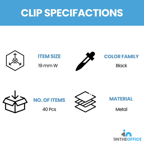 1InTheOffice Small Binder Clips, Paper Clamps, 0.38" Capacity, Black, 40 Pack...