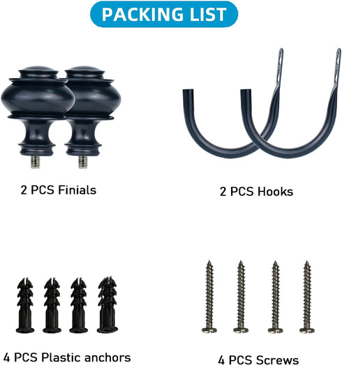 Curtain Holdbacks, 2Pcs Curtain Tiebacks Wall Mounted with Screws, Decorative Curtain Holders for Bedroom Livingroom Office Home,Black...