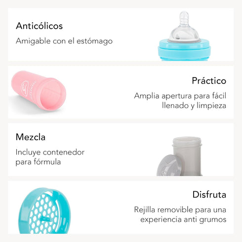 Twistshake Anti Colic Baby Bottles - Premium 180ml/6oz Bottles with 100ml Milk Storage Container for a Comfortable Feeding Experience for Baby Car...