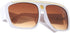 White & Gold Kleo Flat Top Hip Hop Rapper Retro Aviator Sunglasses w/ Brown Lenses...