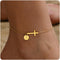 Gold Initial Ankle Bracelets for Women Dainty Waterproof Gold Cross Chain Anklet Personalized A-Z Coin Disc Letter Ankle Bracelet Summer Beach Jew...