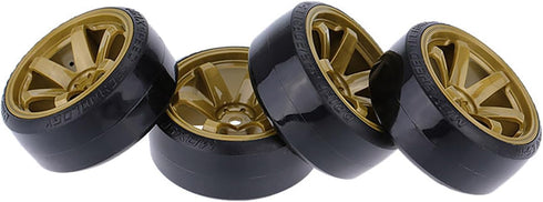 4Pcs 63mm RC Drift Car Tires Hard Tyres Plastic Wheel Rims for 1/10 Traxxas HSP Tamiya HPI Kyosho On-Road Drifting Car Spare Parts (Gold)...