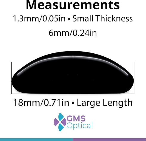 GMS Optical 1.3mm Ultra-Thin / 18mm Long Length - Anti-Slip Adhesive Contoured Silicone Eyeglass Nose Pads with Sticky Backing for Glasses, Sungla...
