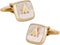 Masonic Compass Cufflinks Gold Mother of Pearl with Presentation Box...