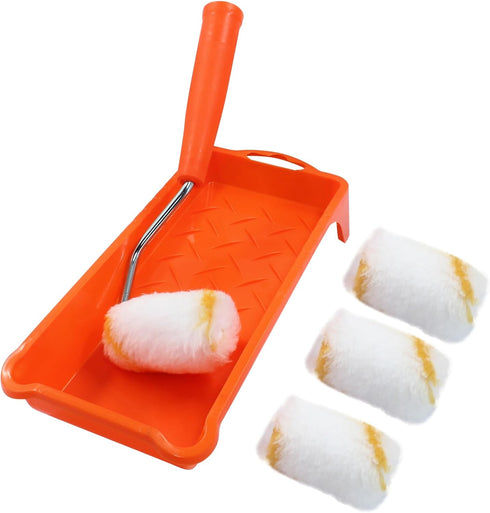 2 Inch Paint Roller, Mini Paint Roller Kit (Including 6 ultra-fine fiber roller covers, 1 paint tray, and 1 roller frame), Touch Up Small Paint Ro...