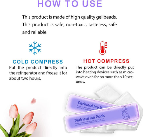 Perineal Ice Packs for Postpartum Reusable, Perineal Cold Packs, Postpartum Hemorrhoid Pain Childbirth Recovery Care, 2 Gel Pads+5 Washable Sleeve...