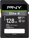 PNY 128GB Elite-X Class 10 U3 V30 SDXC Flash Memory Card - 100MB/s, Class 10, U3, V30, 4K UHD, Full HD, UHS-I, Full Size SD...